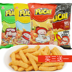 泰国进口Fuchi富吃虾条100g*4包原味辣味烧烤休闲零食脆脆条膨化