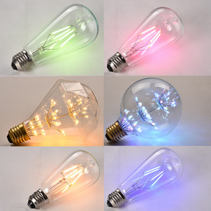 爱迪生灯泡LED单灯装饰螺口七彩创意灯泡暖黄色灯珠光源节能灯E27