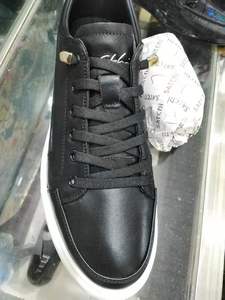 SATCHI沙驰 2021新款男鞋16Q7B198  运动休闲男皮鞋 白边黑色板鞋