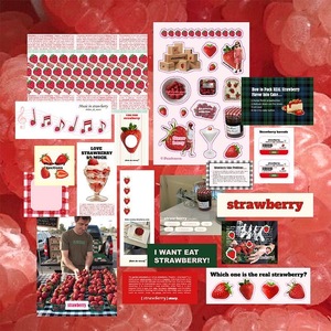 INS美式手账拼贴素材贴纸包韩国同款草莓蛋糕长条装饰手机壳 ipad
