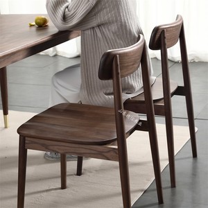 北美黑胡桃木餐椅家用现代靠背椅轻奢家具全实木椅子原木餐桌椅