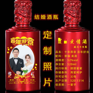 婚礼婚宴喜酒瓶私人定制结婚专用寿宴生日玻璃升学宴酒瓶包装