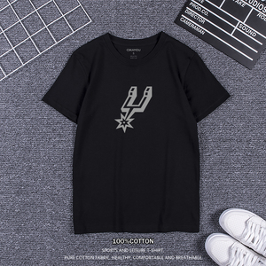 圣安东尼奥马刺队德罗赞邓肯21篮球运动短袖T恤纯棉宽松半袖10号T