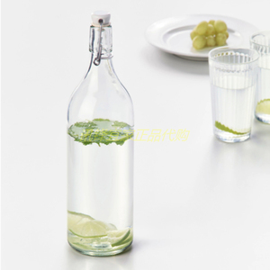 宜家冷水瓶考肯附塞瓶子透明玻璃水瓶酒瓶葡萄酒密封瓶柠檬水瓶