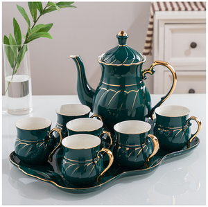 北欧风格水杯水壶陶瓷冷水壶咖啡茶具客厅喝水杯壶套欧式带托盘