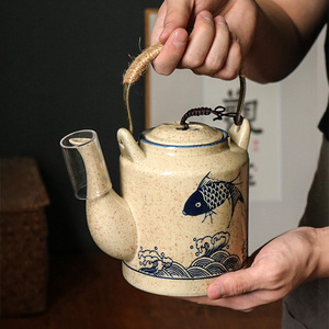 日式复古凉水壶冷水壶陶瓷凉白开水壶套装家用大容量梁壶泡茶壶具