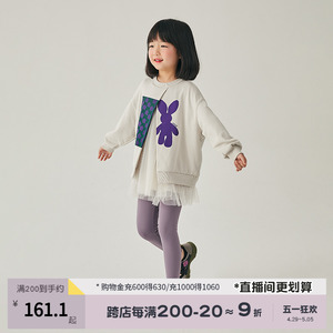 NNGZ设计师风女童卫衣春季新款洋气时髦假两件儿童上衣童装套头衫