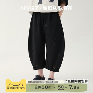 NNGZ设计师风女童夏季休闲裤洋气百搭儿童香蕉裤童装宽松八分裤