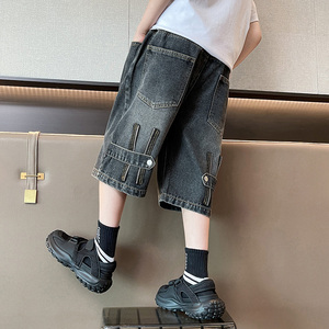 Jkids韩国品牌男童夏季牛仔短裤2024新款儿童装男孩大童七分中裤