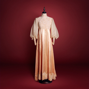 DHOUSE上海实体店 美国古董 60年代橘粉色蕾丝拼缎面婚纱 礼服