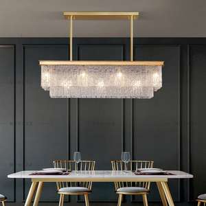 设计师餐厅水晶吊灯美式轻奢风餐桌上方灯具2024新款客歺厅套餐