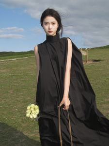 法式复古赫本小黑裙高端精致无袖背心H连衣裙气质感高级感新中式