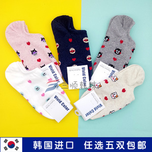 韩国东大门船袜纯棉面包超人熊本熊细菌小子仓鼠太朗卡通硅胶袜套