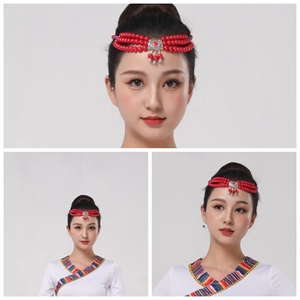 蒙古头饰少数民族藏式舞蹈女新款演出手工串珠珠演出舞蹈服装配饰