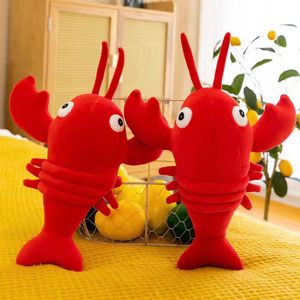 红色大螃蟹小龙虾玩偶睡觉抱公仔仿真食物创意毛绒玩具布娃娃抱枕