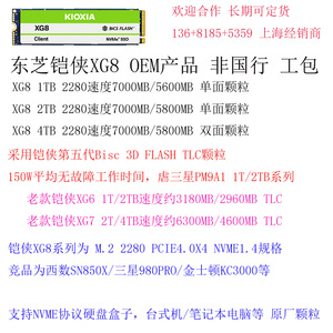 东芝/铠侠 XG6 XG7 XG8 2T M.2 NVME固态硬盘 4tb SSD瞄三星PM9A1