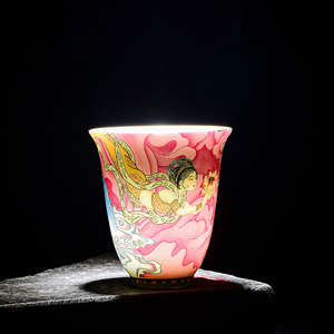 珐琅彩敦煌茶杯般若闻香杯家用茶具品茗杯中式陶瓷主人杯对杯礼盒
