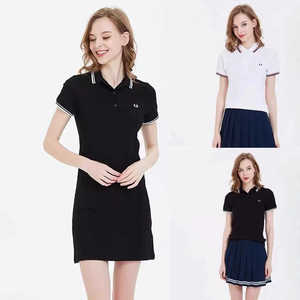 FREDPERRY女装翻领polo衫fp麦穗纯色刺绣短袖修身显瘦连衣裙a字裙