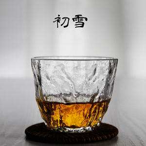 初雪创意纯手工玻璃水杯家用主人杯日式锤纹茶杯日本简约加厚杯子