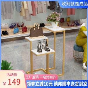 清仓服装店铁艺橱窗展示架简约高低流水台创意鞋包首饰落地展台架