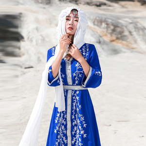 民族风连衣裙迪拜长袍阿拉伯中东服装女沙漠新疆旅游穿搭大码女装