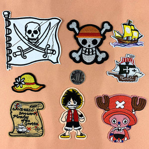 日本卡通动漫刺绣布贴 海贼王草帽路飞海盗可爱儿童服装背胶辅料