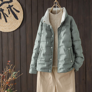 时尚韩版短款羽绒服女冬季新款宽松休闲90白鸭绒高领防风保暖外套