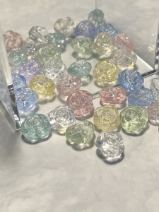 CHENHULU DIY玻璃琉璃珠玫瑰花朵直孔手工串珠项链手链材料配件