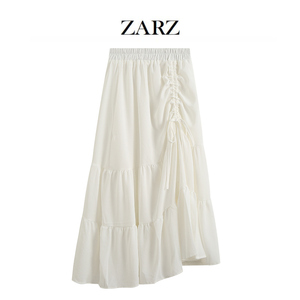 ZARZ蛋糕半身裙女a字秋冬季设计感小众不规则超仙气质垂感长裙子