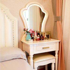 实木梳妆台卧室现代简约小户型轻奢小型欧式70迷你80cm白色化妆台
