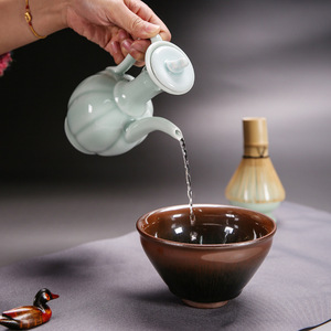 宋代执壶陶瓷点茶工具仿宋手执壶汤瓶茶酒壶斗茶比赛培训练习茶壶