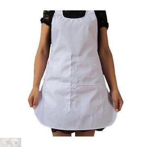 新$$纺织厂工作围裙纺纱女工饭单四个口袋背带交叉固定白色不粘品