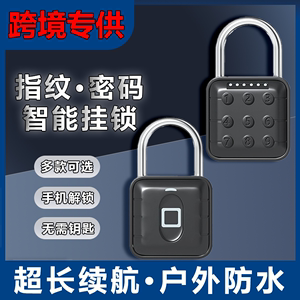 户外防水防锈指纹挂锁密码锁智能电子小锁头远程室外仓库铁门涂鸦