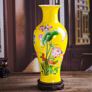景德镇陶瓷器花瓶连年有余荷花观音瓶家居工艺品大号台面装饰摆件