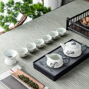 澜扬雪花釉陶瓷茶具套装家用简约泡茶壶盖碗茶杯客厅喝茶功夫茶具