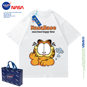 NASA联名加菲猫可爱男童t恤短袖潮2024新款夏季女孩纯棉上衣儿童