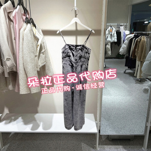 ONLY 2024年夏季专柜正品女复古潮流吊带阔腿背带牛仔裤124264001