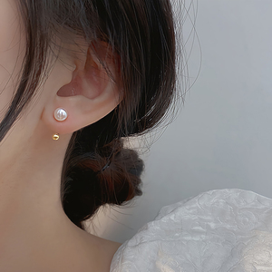 珍珠耳环女纯银2023年新款简约设计耳钉秋季耳骨钉高级感耳饰法式
