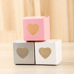 50个 喜糖盒PVC透明心形开窗特种纸糖果包装盒 Heart Shape Box