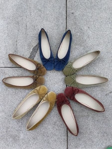 韩国出口订单天鹅绒蝴蝶结平底芭蕾单鞋秋季升级版蕾舞鞋羊皮鞋垫