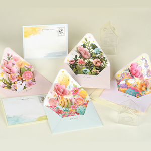 国产精选信封立体烫金花朵惊喜万用贺卡创意生日礼物祝福感谢卡片