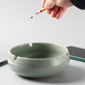 大号哥窑烟灰缸茶洗茶器文房用品青瓷笔洗茶洗花盆水盂冰裂茶渣缸