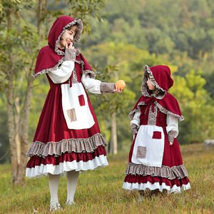 万圣节亲子小红帽服装成人儿童女小红帽幼儿园舞台演出服cos衣服