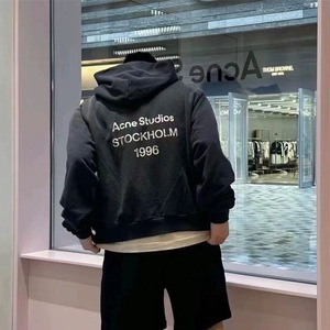 Acne Studios 水洗做旧背后1996字母印花logo 男女连帽卫衣长袖