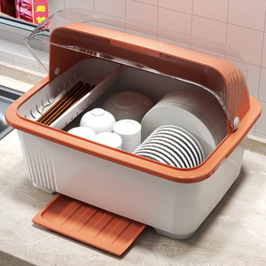 厨房沥水碗柜带盖放碗箱装碗碟盘餐具家用碗架置物架子碗筷收纳盒