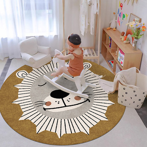 原创圆形儿童房地毯卡通动物卧室可爱床边小朋友地垫加厚可水洗垫