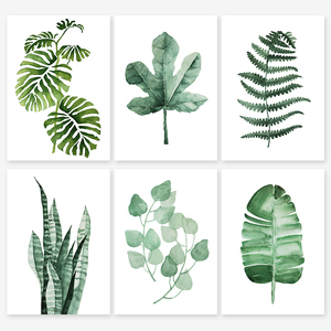 北欧水彩植物装饰画芯打印现代简约叶子画心喷绘照片图片微喷定制