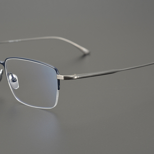日本手造超轻纯钛眼镜半框男潮商务方框近视女成品眼镜框架防蓝光