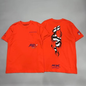 2023新款潮牌梵文字母Matty Boy涂鸦火焰爱心橘红色男女款短袖T恤