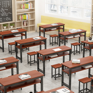 中小学生辅导班课桌椅单人双人培训书法班桌椅组合美术画室绘画桌